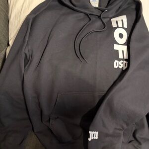 Port and Company Black Hoodie with Vertical White Graphic